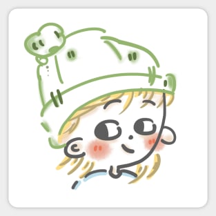 The girl with her new hat Sticker